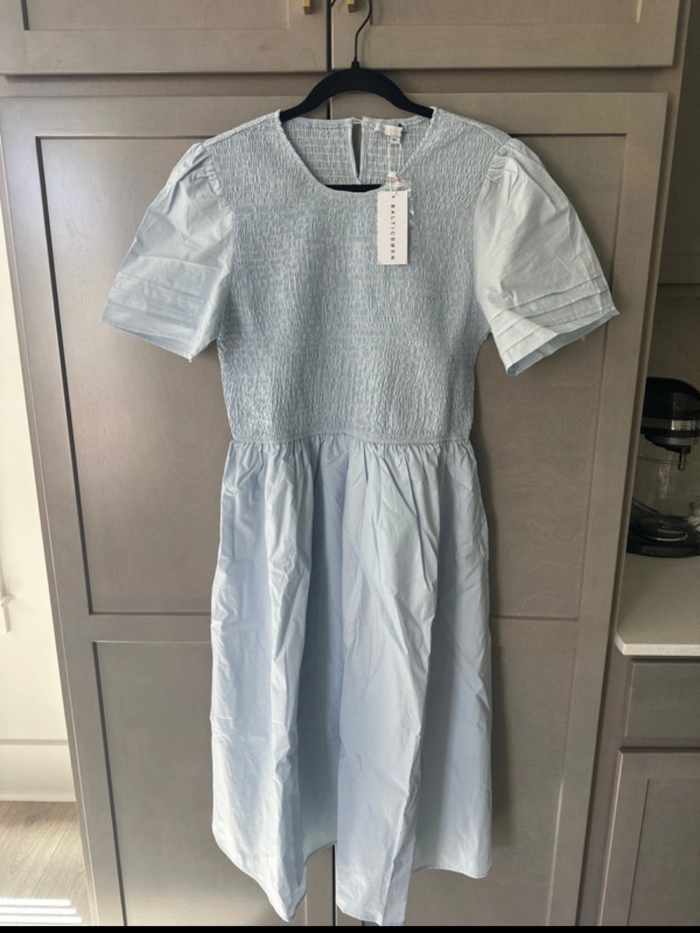Baltic Born Farrah Smocked Midi Dress in Light Blue
